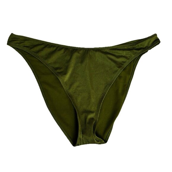 No Boundaries Green Ribbed Bikini Bottoms XXL 20 Cheeky High-Leg Swim y2k glam - Picture 1 of 5